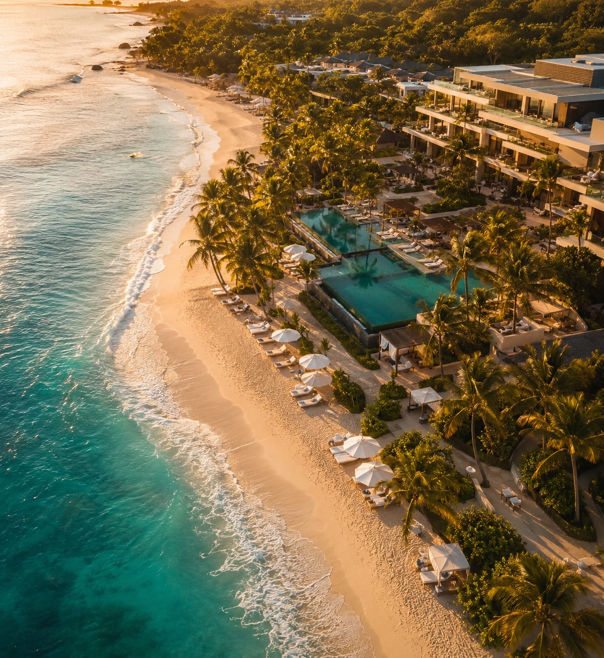 Luxury beach resort from above